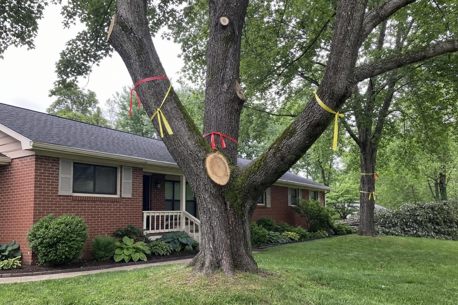 Example of illustrative image of tree service warning signs work